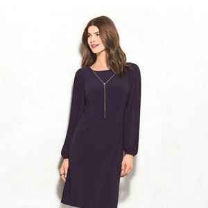 Dressbarn roz&ALI Pleated-Sleeved Knit Dress